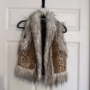 BKE Faux Fur Vest in Gray and Brown
